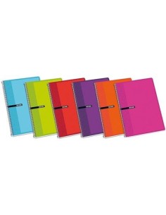 ENRI CUADERNO ESPIRAL 80 HOJAS 4X4 CON MARGEN TAPAS DURAS 4º COLORES -5U-